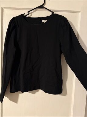 J. Crew Black Puff Shoulder Long Sleeve Top